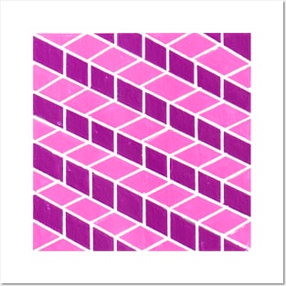 Pink Steps Geometric Abstract Acrylic Painting Posters and Art